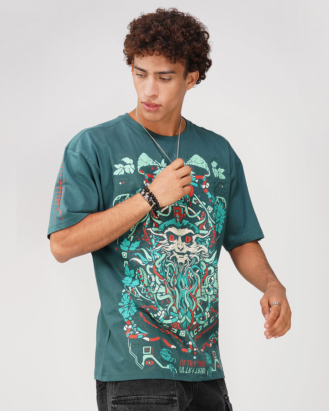Janjeevi | UV Light Reactive | Oversized Persian Green T-Shirt