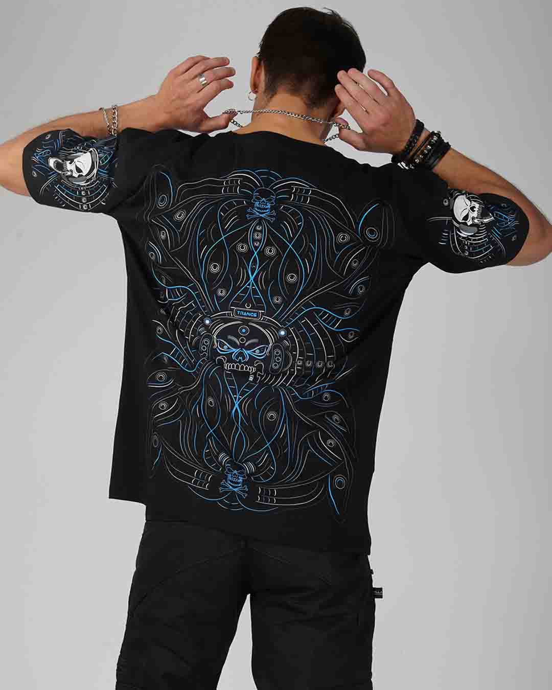 DJ Skull Trance | UV Light Reactive & Glow In Dark | Oversized T-Shirt