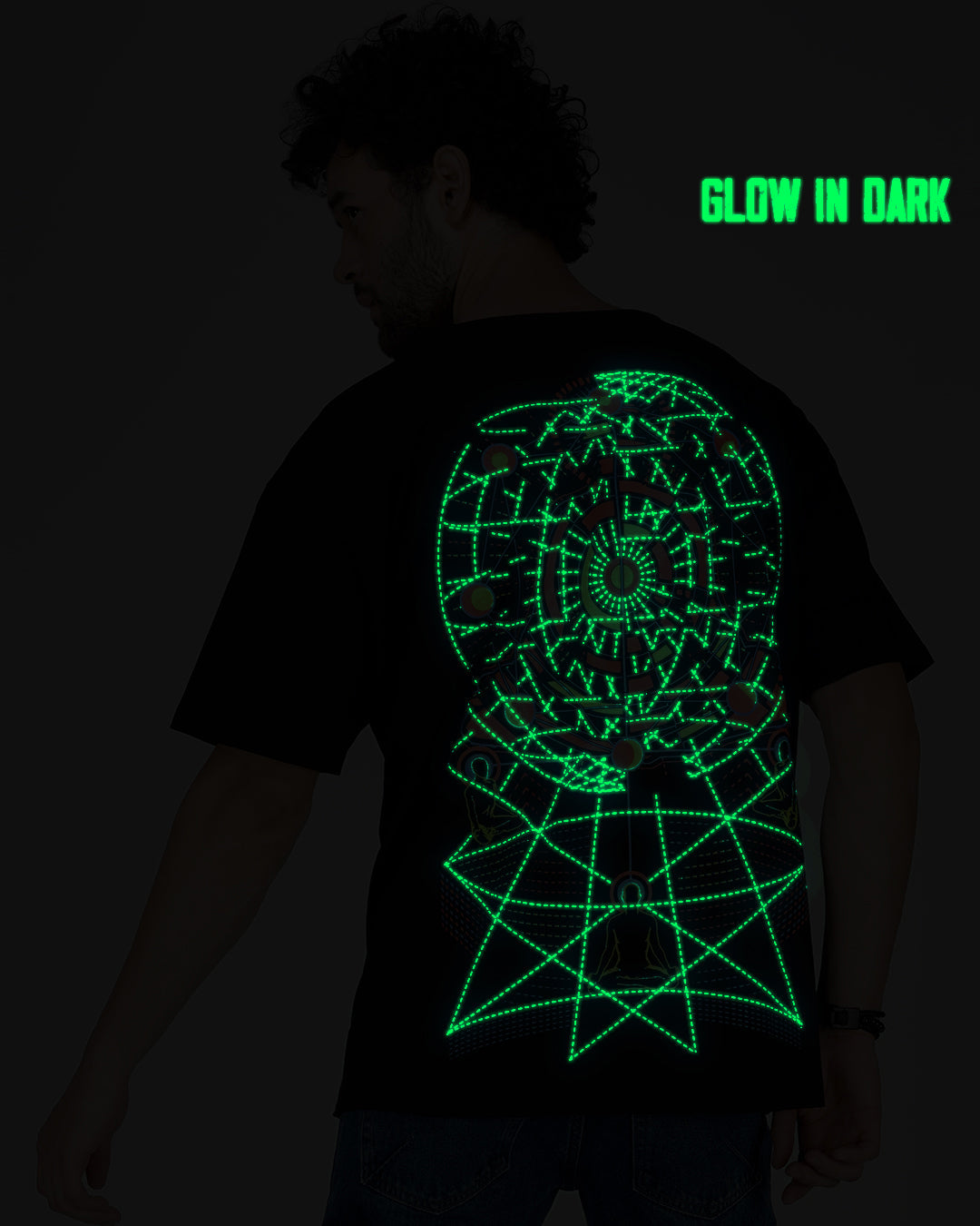 Lunar Meditation | UV Light Reactive & Glow In Dark | Oversized T-Shirt