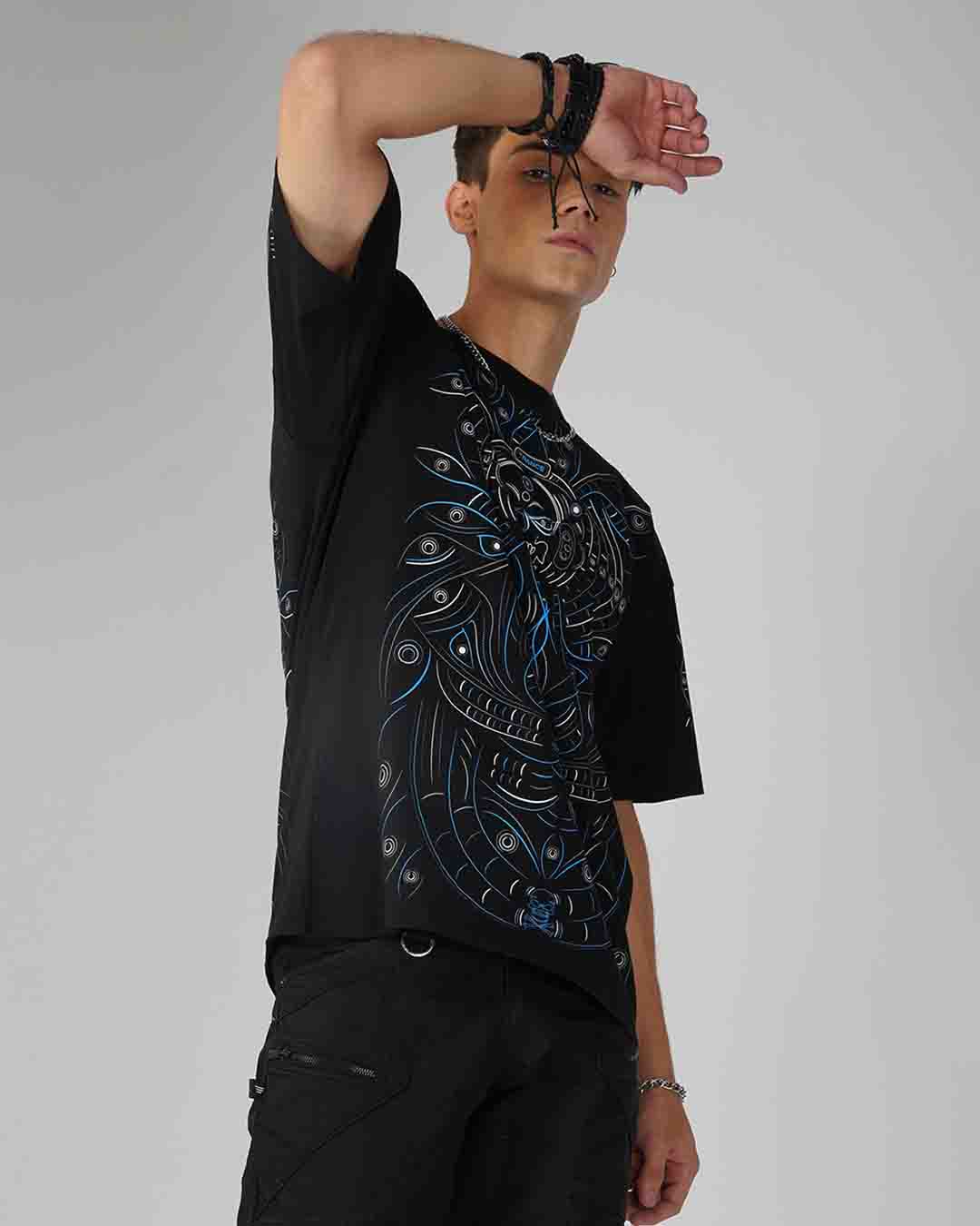 DJ Skull Trance | UV Light Reactive & Glow In Dark | Oversized T-Shirt